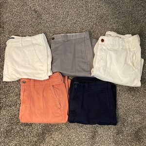 5 Assorted Men’s Casual Shorts White, Gray, Coral, Navy